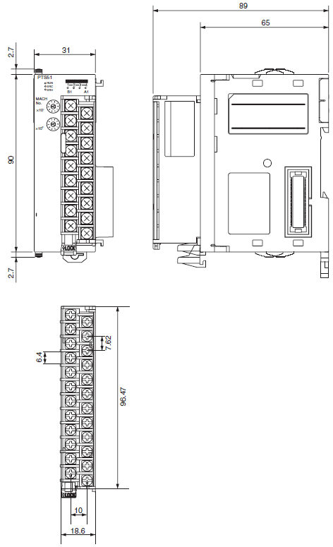 CJ1W-PH41U / AD04U Dimensions 1 