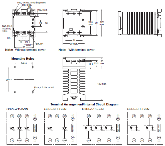 G3PE (Three-phase) Dimensions 2 