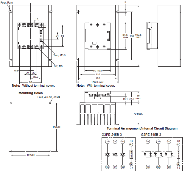 G3PE (Three-phase) Dimensions 10 