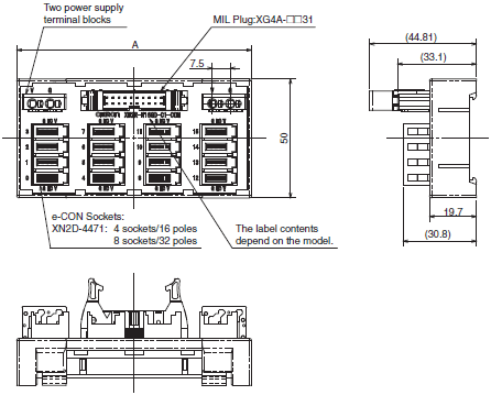 XW2R (PLCs) Dimensions 16 