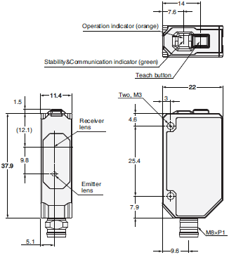 E3AS-HL / F / L Series Dimensions 13 