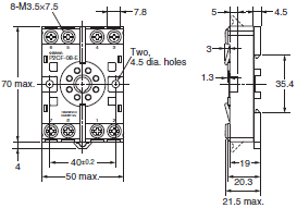 P2RFZ / P2RF, P2R, P7TF, PYFZ / PYF, PTFZ / PTF, PYD, PT, P7LF, PF, P2CF, PFA, P3G / P3GA, PL Dimensions 65 