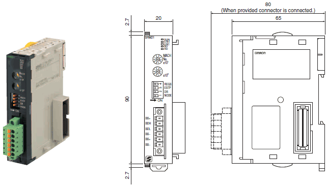 CJ1W-SRM21 Dimensions 1 